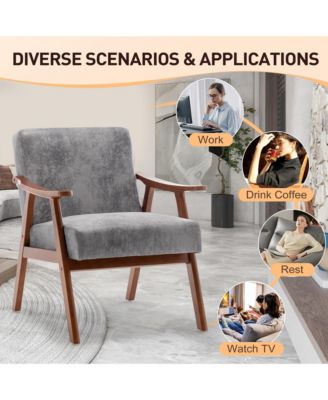 Mid-Century Modern Chair with Solid Wood Frame