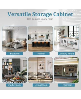 70'' Storage Cabinet Freestanding Pantry Cabinet w/2 Doors & 5 Shelves