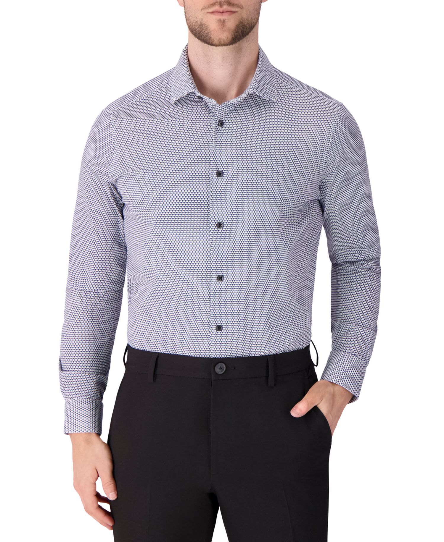 Men's Geometric Print Long-Sleeve Dress Shirt