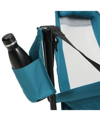 Hammock Camping Chair, Folding Portable Rocking Chair, Aluminum Alloy Adjustable Back Swinging Chair with Pillow Cup Holder, Recliner with Carry Bag for Outdoor Travel Lawn Backyard, Blue (2pcs)