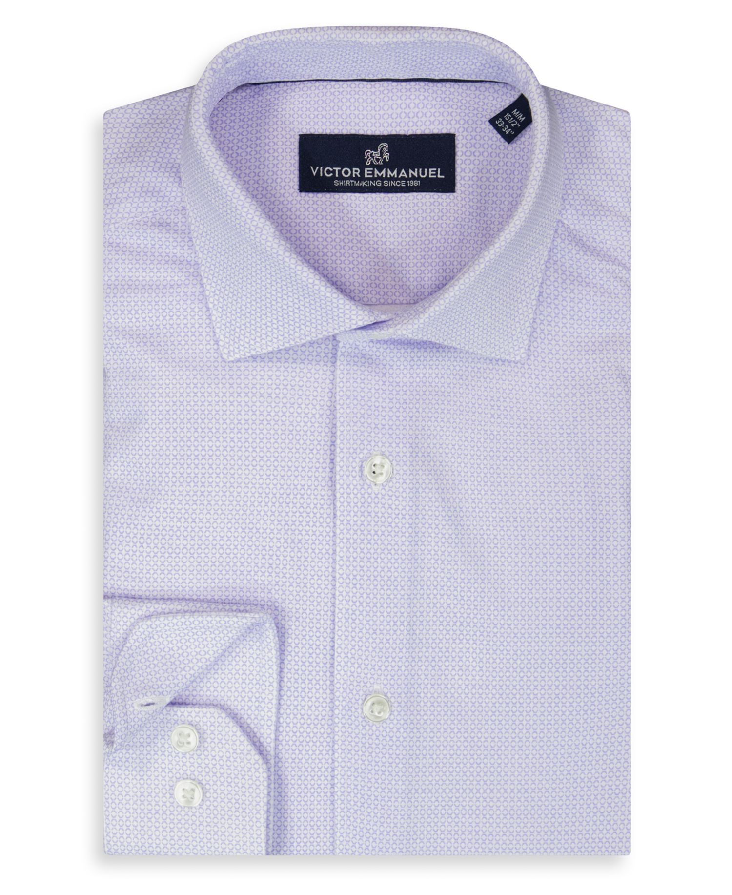 Men's Geometric Print Mitered Cuffs Dress Shirt