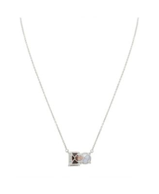 Suzy Levian Sterling Silver Topaz Two Stone Necklace
