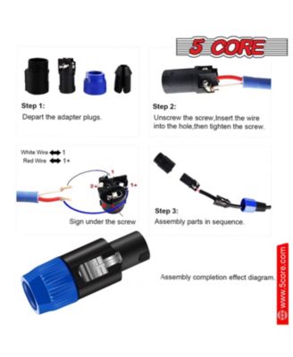 5Core Speakon Adapter High Quality Audio Jack Male Audio Pin Speaker Adapter Connector - SPKN BLU 2PCS