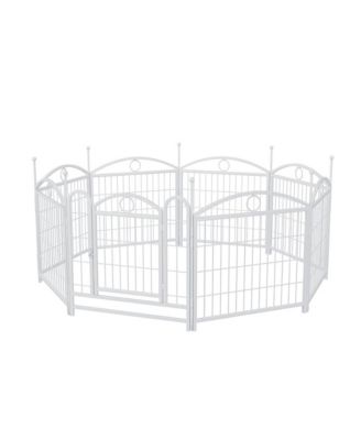 24 in H. 8 White Panels Heavy Duty Metal Dog Pen Pet with Door  for Large Medium Small Dogs Indoor Outdoor