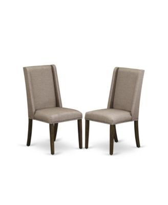 5-Piece Dining Set with Distressed Jacobean Table and 4 Upholstered Nailhead Chairs with Stylish Backs, Mid-Century Design