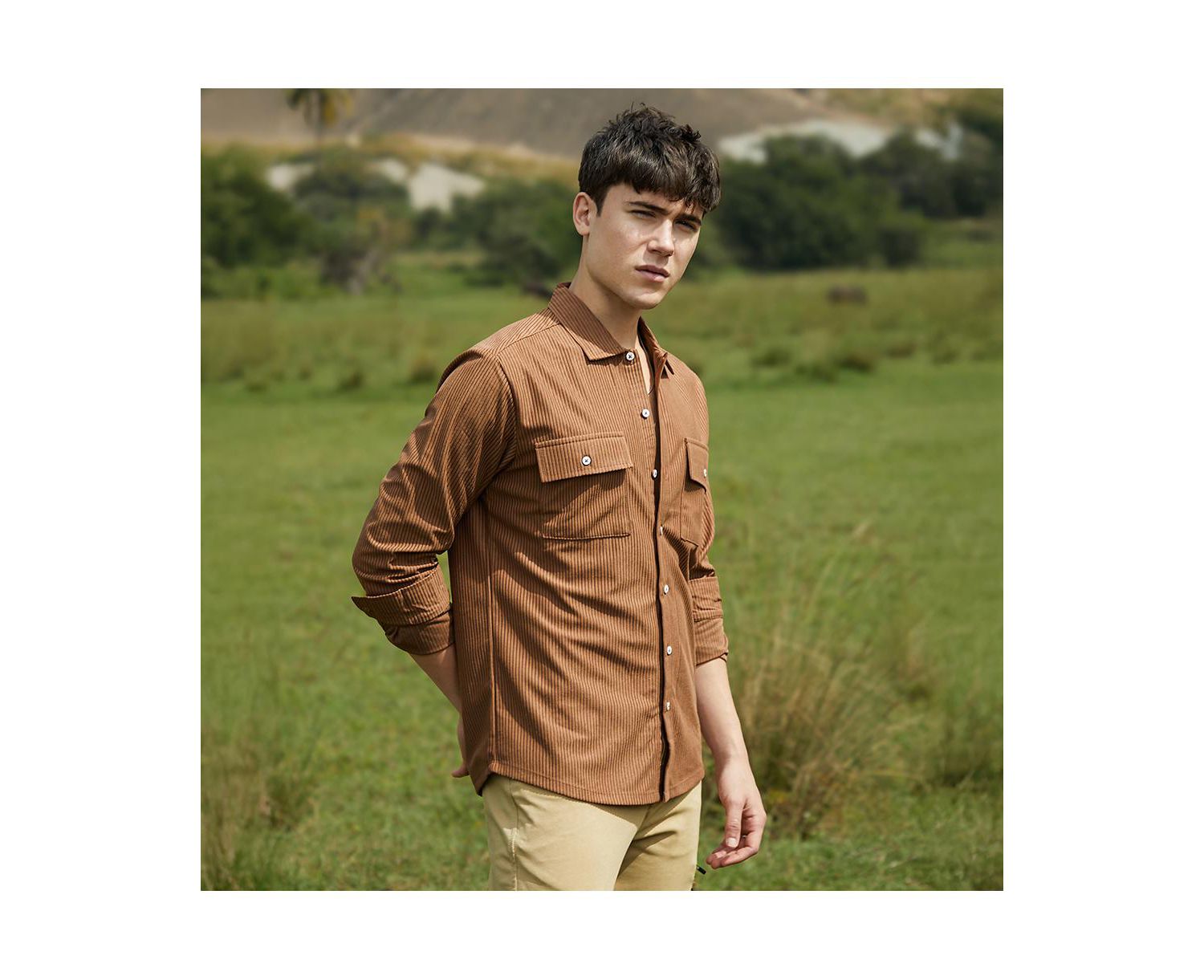 Men's Solid Ribbed Utility Shirt