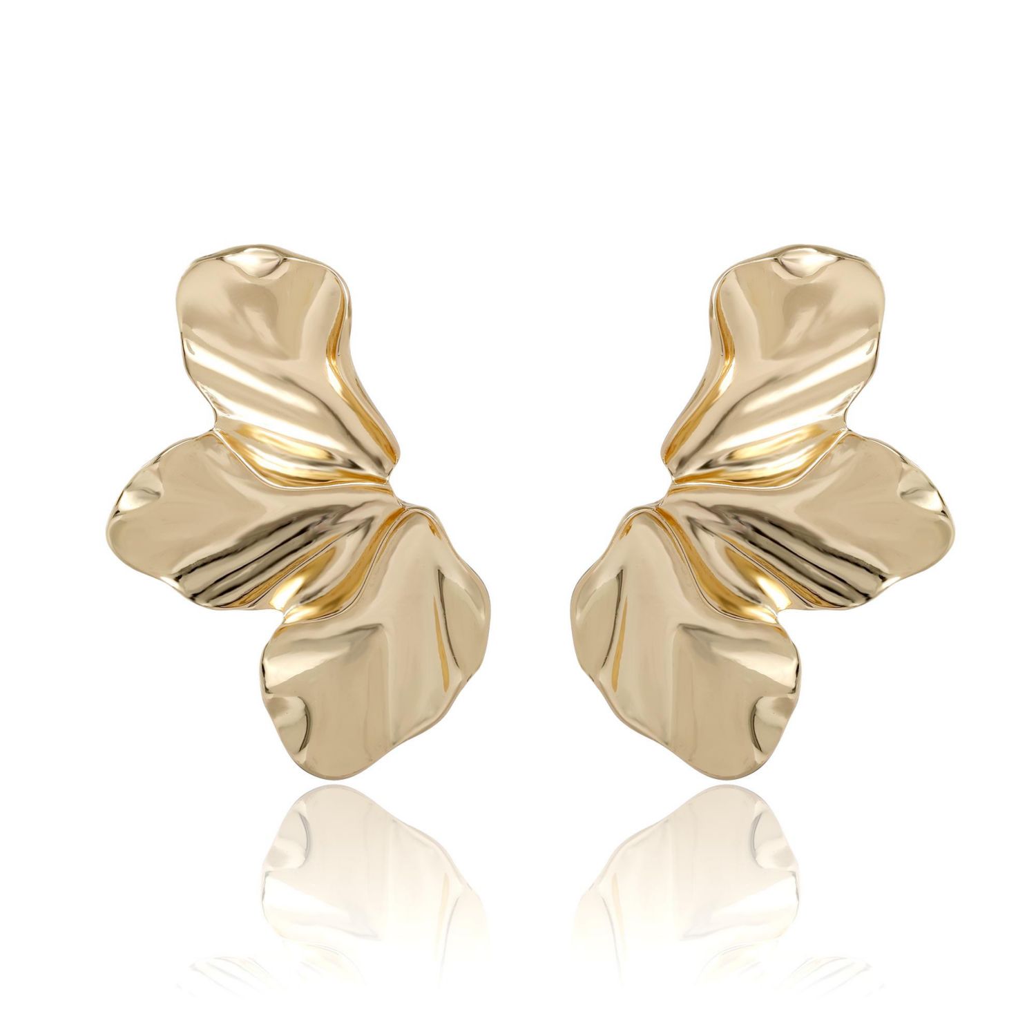 -Tone Leaf Statement Earrings