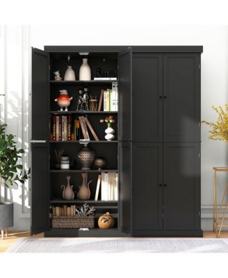 72.5'' Kitchen Pantry w/4 Door 6-Tier Shelves Freestanding Modern Storage