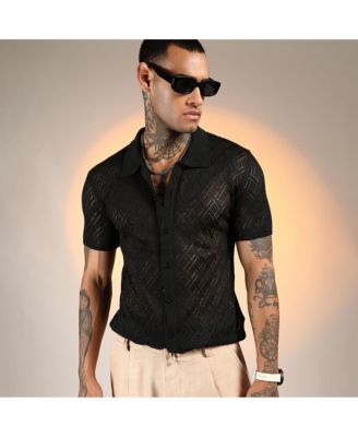 Men's Overlap-Textured Knit Shirt