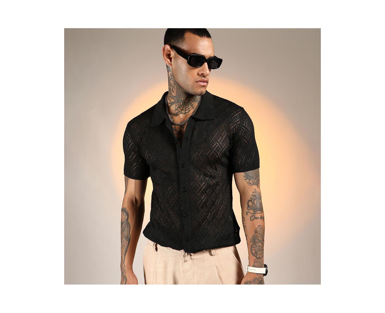 Men's Overlap-Textured Knit Shirt