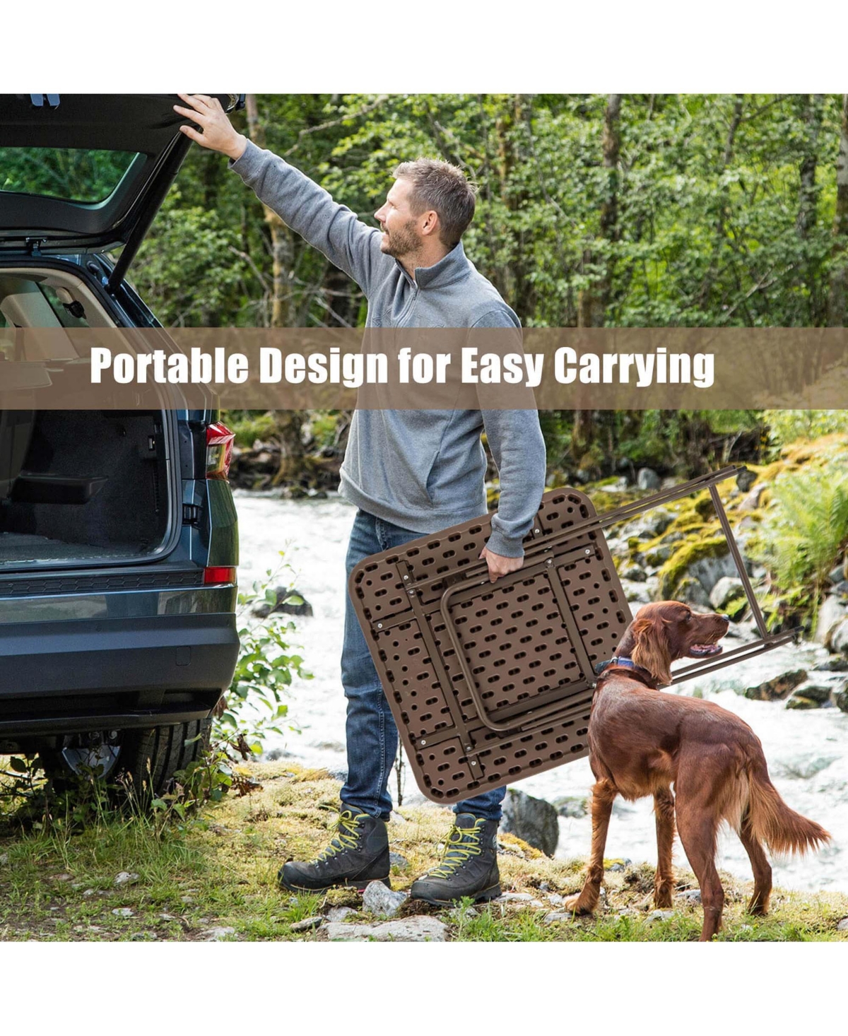 23.5" Square Folding Table Indoor Outdoor Foldable Plastic Table