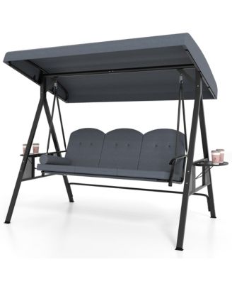 3-Seat Patio Swing Chair w/ Adjustable Canopy Thickened Cushions Pillow Outdooor