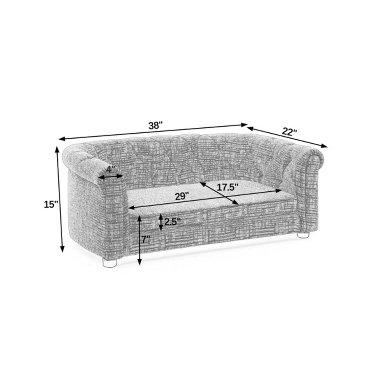 Aostirmotor Dark Grey Rectangular Pet Sofa with Arc-shaped Backrest Armrests and Linen Soft Cushion