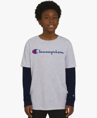 Champion - Big Boys Layered-Look Logo Graphic T-Shirt