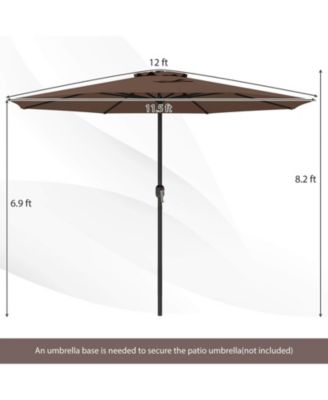 12 FT Patio Umbrella Outdoor Market Umbrella with Crank Handle 8 Sturdy Ribs