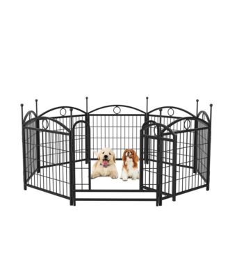24 in H. 8 Black Panels Heavy Duty Metal Dog Pen Pet with Door  for Large Medium Small Dogs Indoor Outdoor