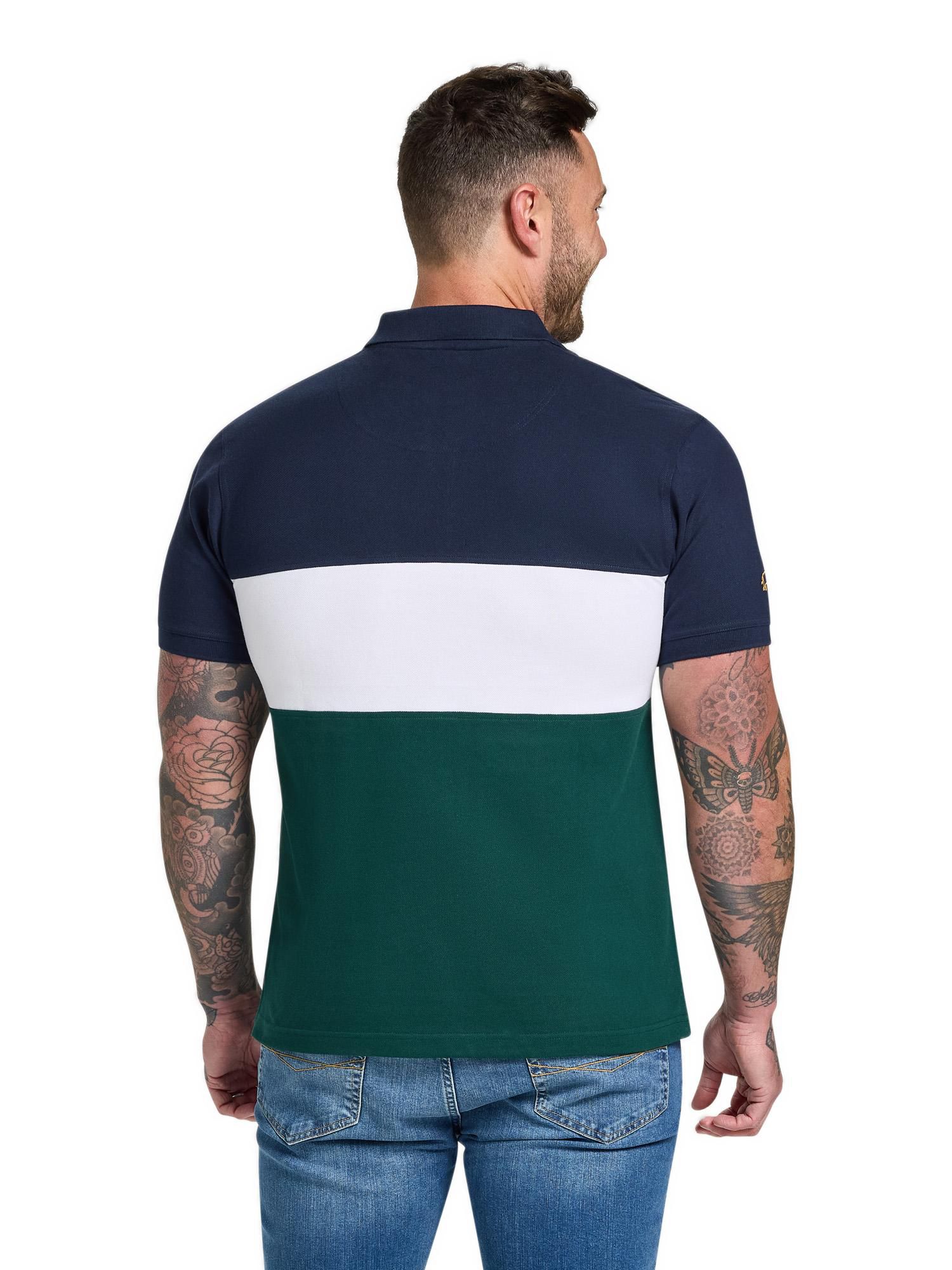 Men's Short Sleeve Cut and Sew Panel Pique Polo
