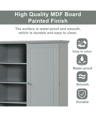 Wide Bathroom Storage Cabinet, Freestanding Unit with Two Drawers and Adjustable Shelf