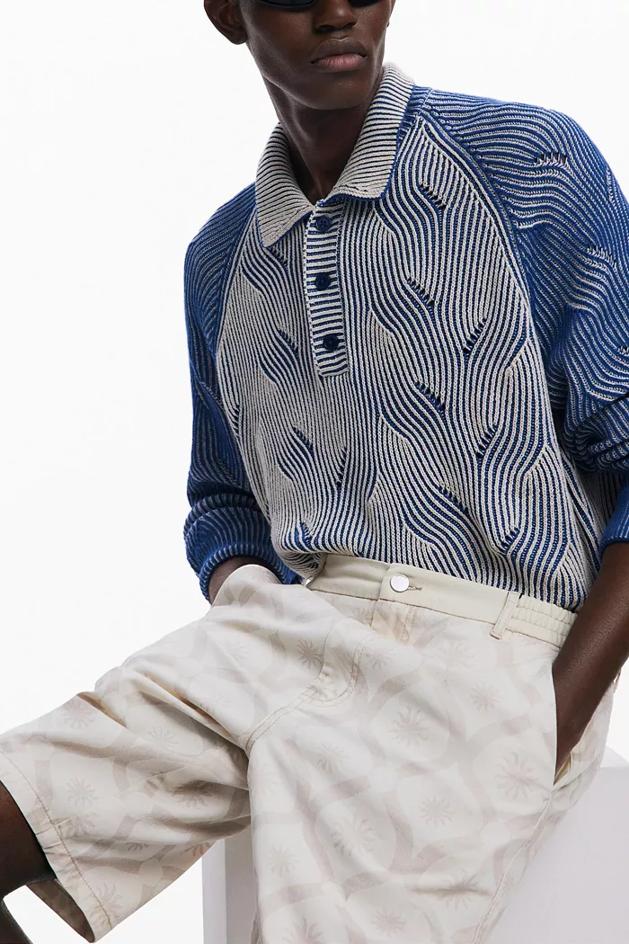 Men's Heathered polo sweater - thumbnail 3