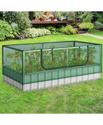 69'' x 36'' x 28'' Galvanized Raised Garden Bed w/ Cover Roll-up Window Greenhouse