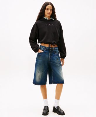 Women's Crop Linear Bling Hoodie