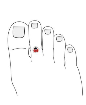 Set of 2 Sun Flower Blue Turquoise and Lucky Red Ladybug Midi Toe Ring Silver