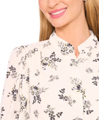 Women's Floral 3/4-Sleeve Collared Button Down Top