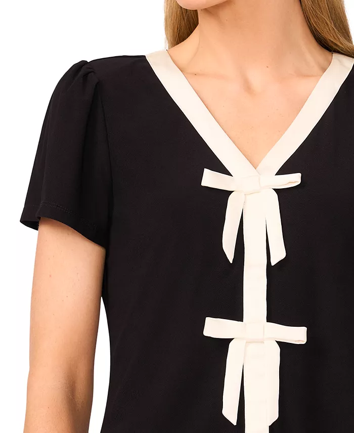 Women's Bow Front Short Sleeve Top - thumbnail 2