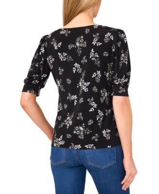 Women's Floral Crewneck Short-Sleeve Top