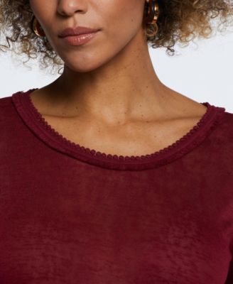 Petite Short Sleeve Decorative Trim Top