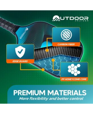 Outdoor Cruiser Pickleball Paddle Set – USAPA Approved, Premium Fiberglass Paddles with Lightweight Shock-Absorbing Grip, Includes 2 Rackets, 4 Balls, Grip Tapes, and Sling Carry Bag