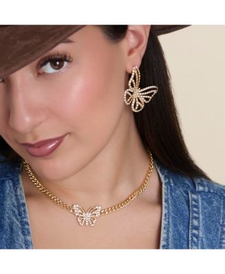 Textured Butterfly Stud Earrings in Gold-Tone