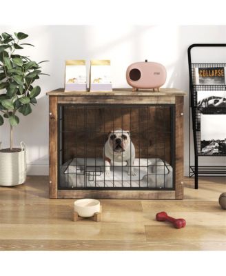 Medium Wooden Dog Crate  Indoor Dog Kennel with Double Doors