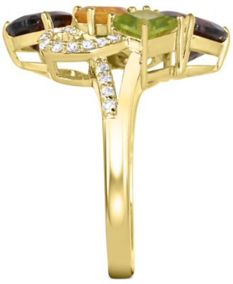 Multi-color 5-1/5 ct. t.w. Statement Ring in 14K Rose Gold Plated Sterling Silver