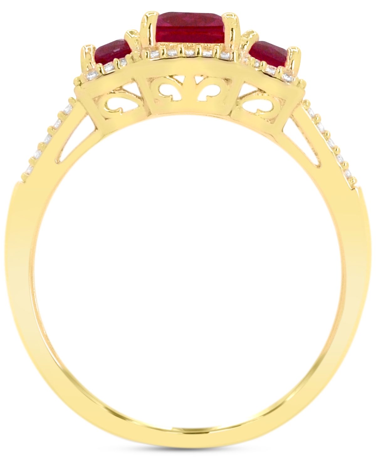 Macy's Lab Grown Sapphire (1-1/3 Ct. T.w) And Lab Grown White Sapphire (1/8 Ct. T.w) Ring In Sterling Silve In Gold