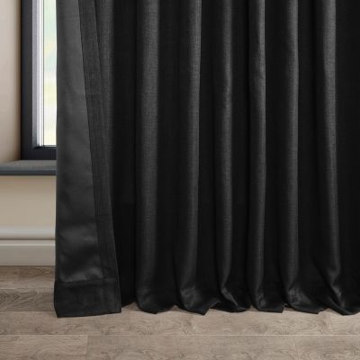 Extra Wide Textured Faux Linen Room Darkening Curtain