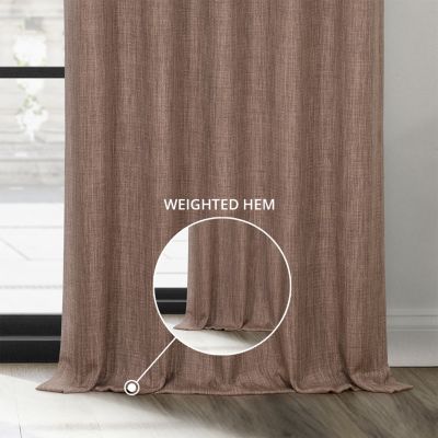 Extra Wide Textured Faux Linen Room Darkening Curtain