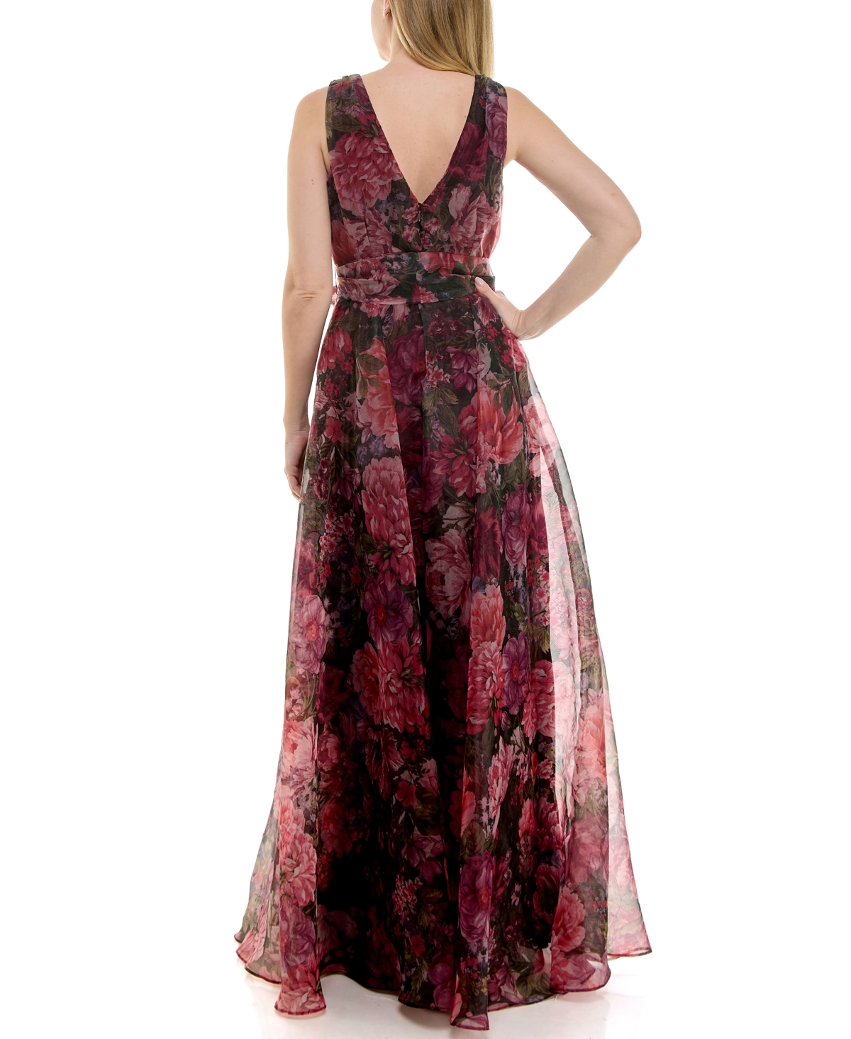 Taylor Women's Coordinating Sash V-neck Dress In Burgundy