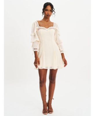 Women Zakira Lace Trim Half Sleeve Mini Dress