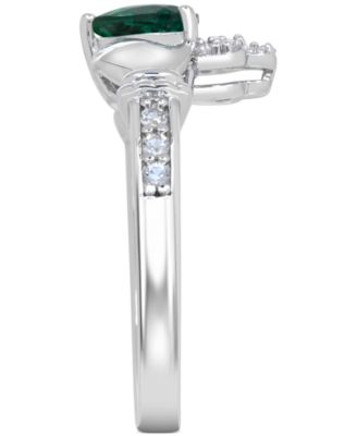Lab-created Emerald 3/4 ct. t.w. and Lab-created White Sapphire 1/3 ct. t.w. "I LOVE YOU" Inscription Heart Promise Ring in Sterling Silver