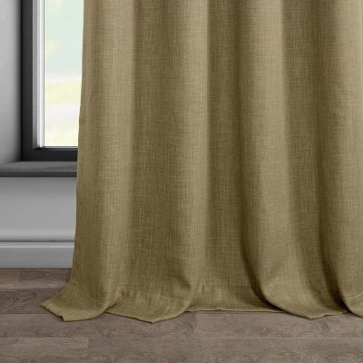 Grommet Textured Faux Linen Room Darkening Curtain