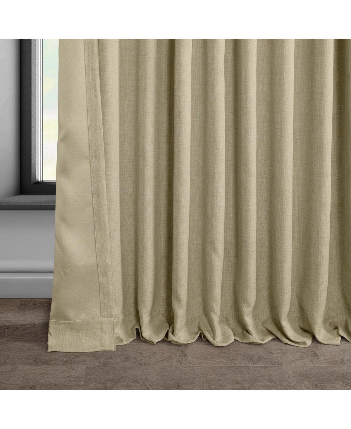 Half Price Drapes Extra Wide Textured Faux Linen Room Darkening Curtain In Neutral