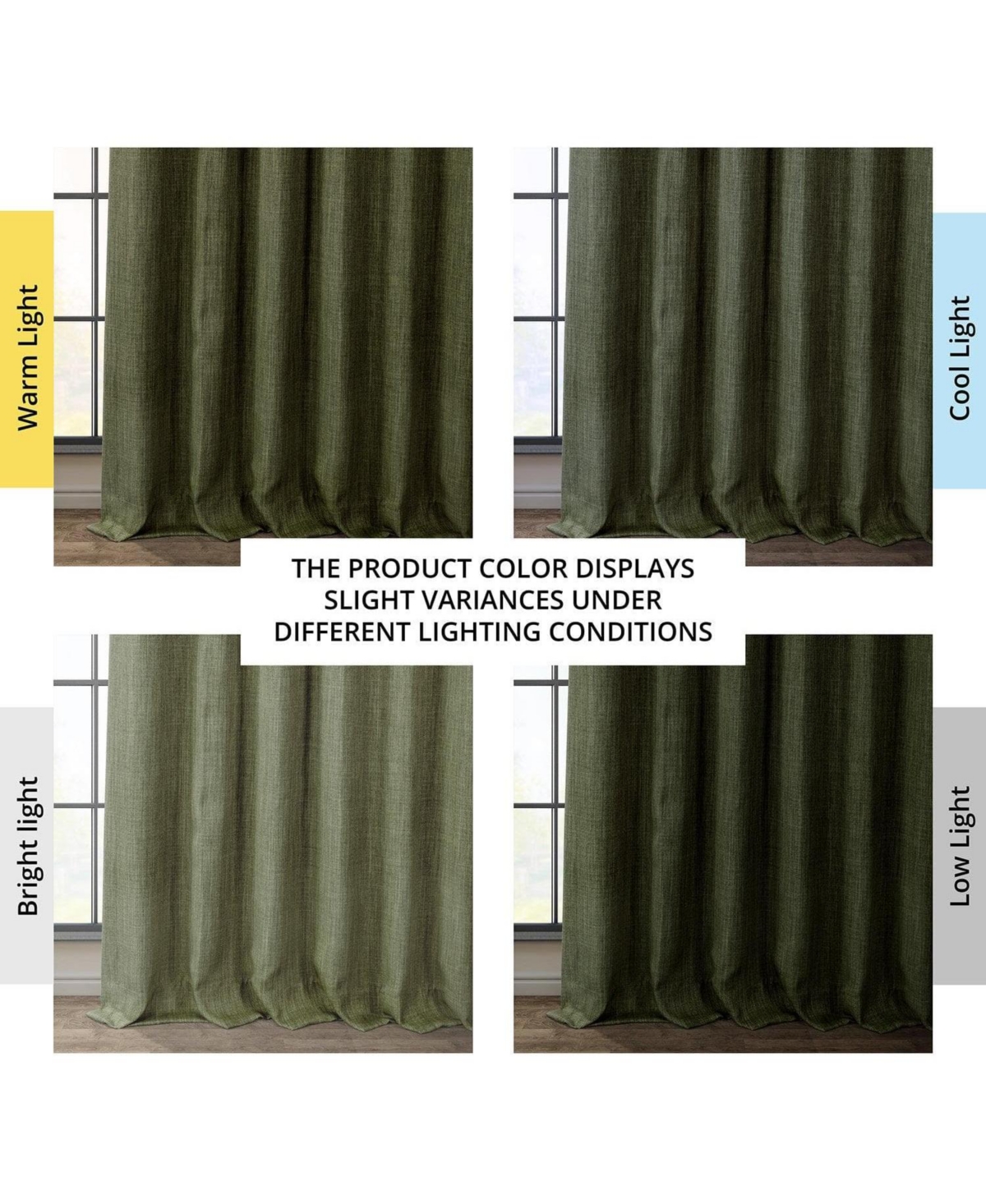 Half Price Drapes Textured Faux Linen Room Darkening Curtain In Green