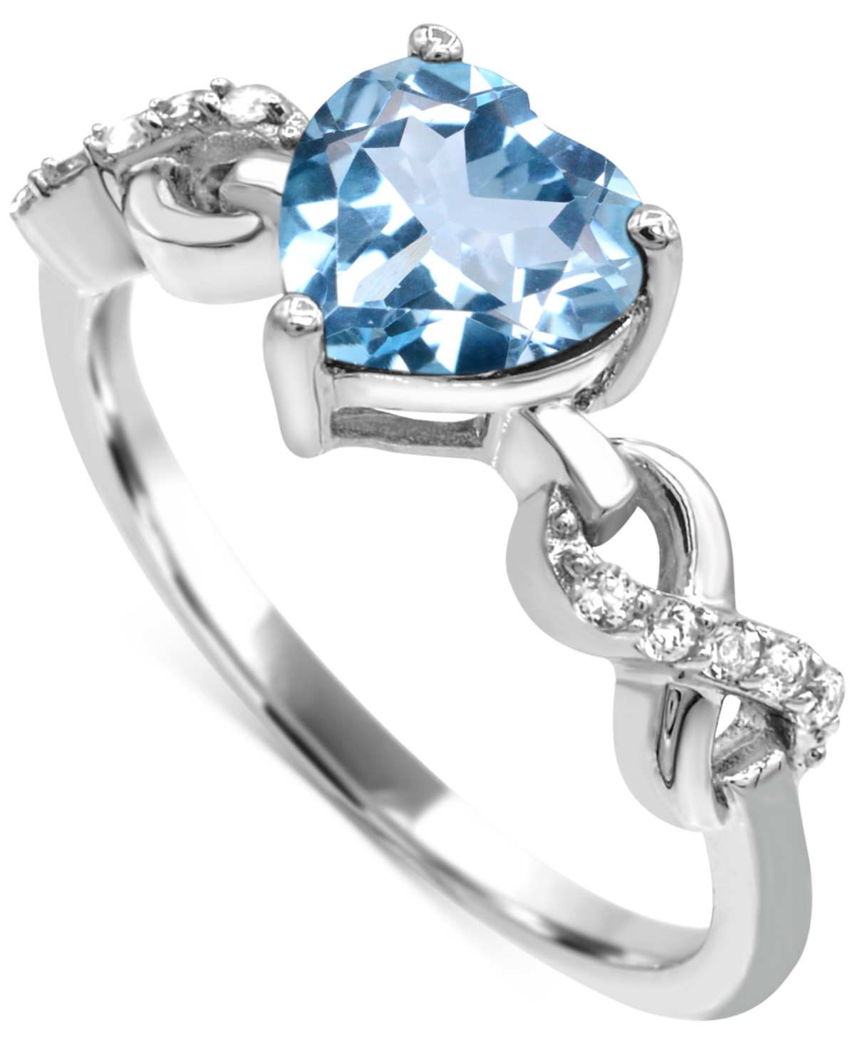 Macy's Lab-created Ruby 1-1/3 Ct. T.w. And Lab-created White Sapphire 1/5 Ct. T.w. Heart Promise Ring In St In Blue