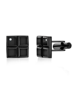 Stainless Steel, Square Single CZ Cuff Links