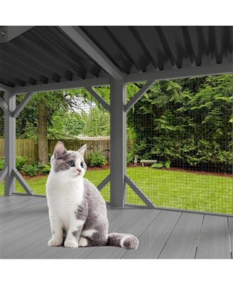 43.3 in. Outdoor Cat Enclosure for Sunbathing, Napping and Viewing, Window Perch in Gray