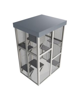 70.5 in. H Outdoor Wooden Cat Enclosure with 6 Jumping Platforms 2 Napping Houses Movable tarp cover in Gray