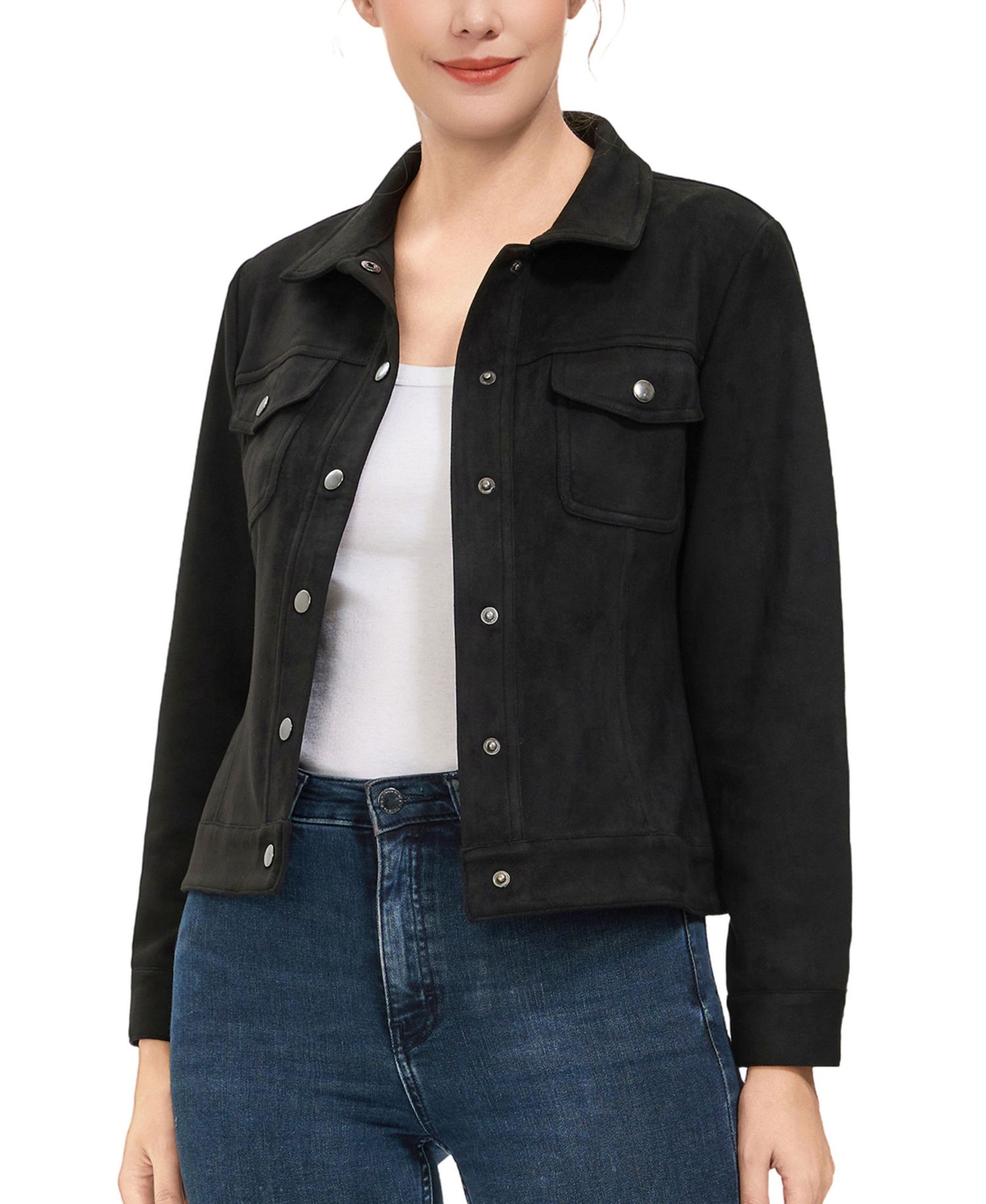 Women's Faux Suede Trucker Jacket