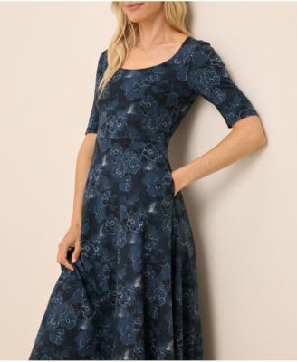 Women's Fit & Flare Scoop Midi Dress