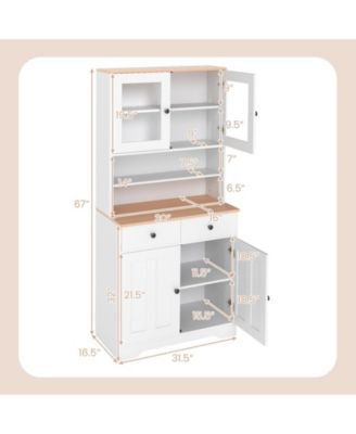 Pantry Cabinet 67'' Tall Kitchen Floor Cabinet w/ 2 Removable Shelves 2 Drawers